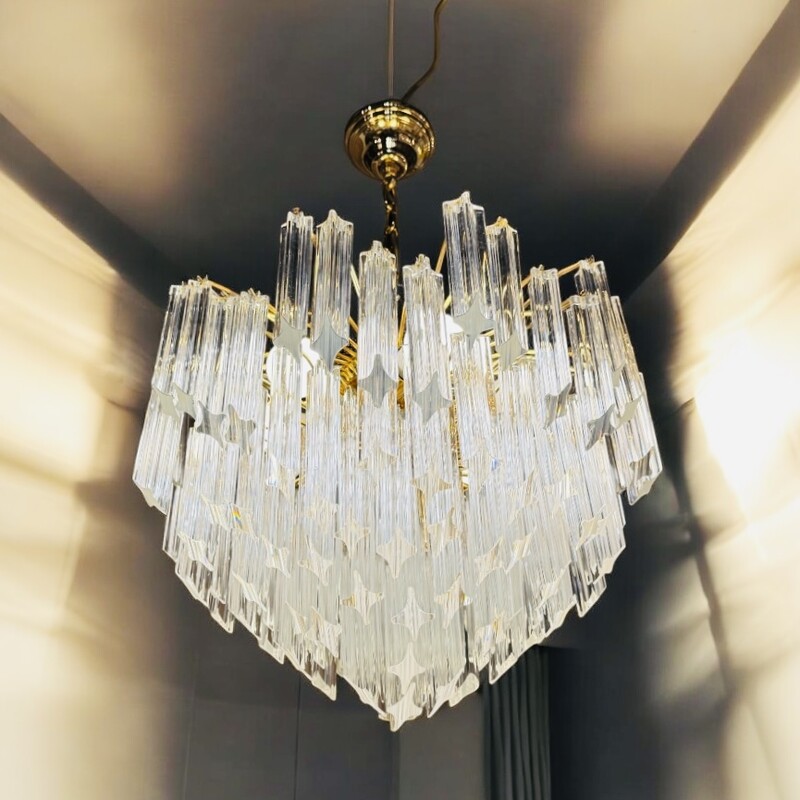 l 502 YO Glass and brass chandelier by Paolo Venini