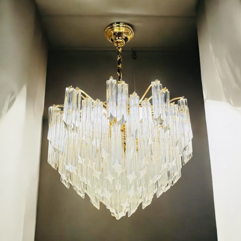 l 502 YO Glass and brass chandelier by Paolo Venini