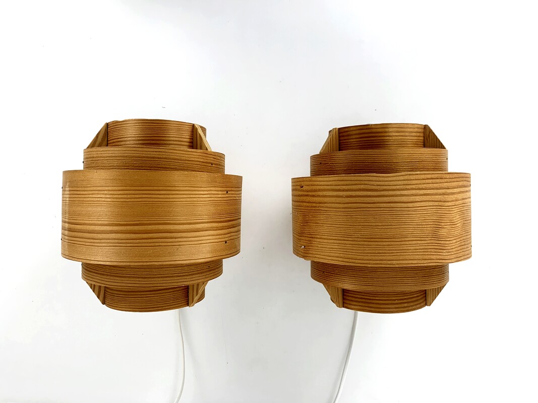 L 503 JB Pair wooden wall lamps by HA Jakobsson for Markaryd