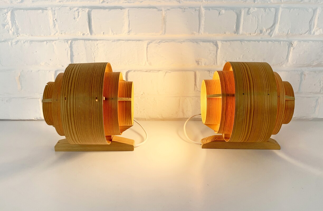 L 503 JB Pair wooden wall lamps by HA Jakobsson for Markaryd