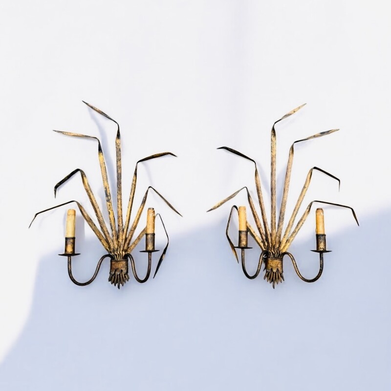 L 507 AG Pair of sconces Metal fern 1960