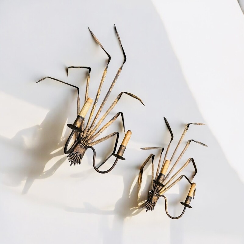 L 507 AG Pair of sconces Metal fern 1960