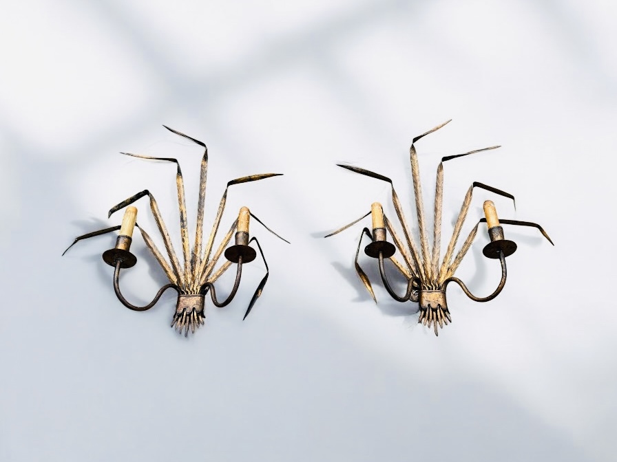 L 507 AG Pair of sconces Metal fern 1960