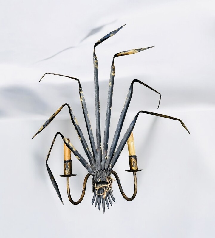 L 507 AG Pair of sconces Metal fern 1960