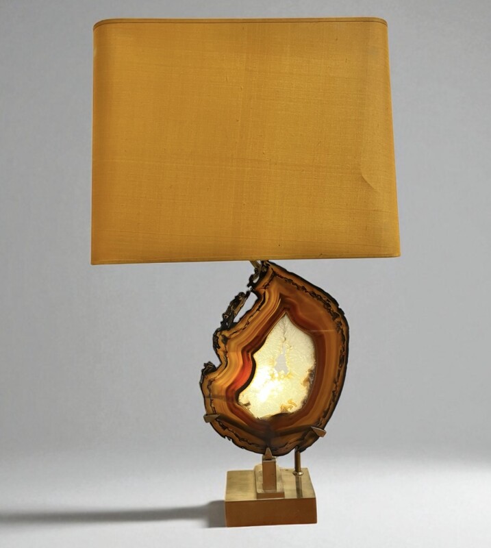 L 509 YO agate and brass table lamp by Willy Rizzo, 1970’s