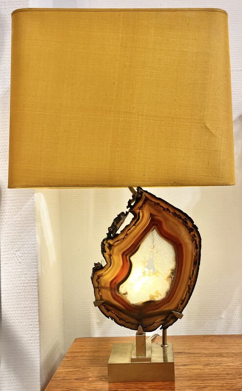 L 509 YO agate and brass table lamp by Willy Rizzo, 1970’s