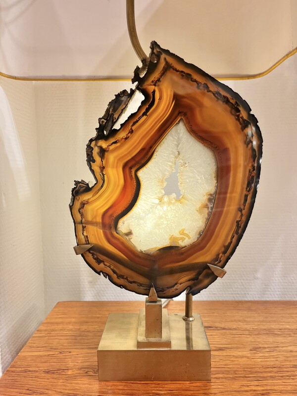 L 509 YO agate and brass table lamp by Willy Rizzo, 1970’s