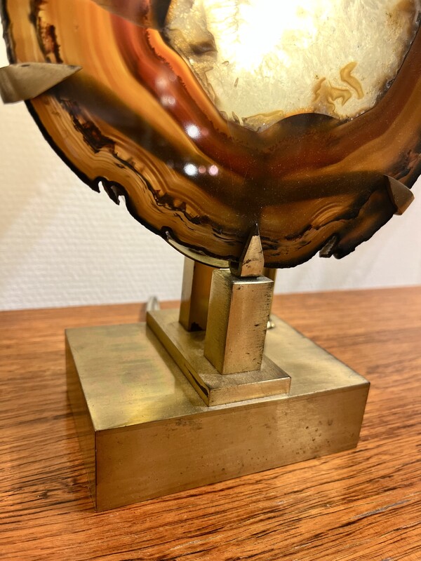 L 509 YO agate and brass table lamp by Willy Rizzo, 1970’s