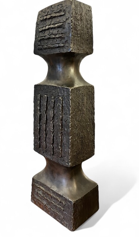 L 515 JFC pair of brutalist patinages resin lamps