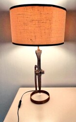 L 517 JC Antique wrought iron brutalist table lamp, 1950s