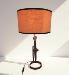 L 517 JC Antique wrought iron brutalist table lamp, 1950s