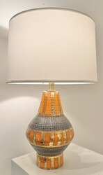 L 518 OB Orange and gold ceramic table lamp by Aldo Londi for Bitossi 