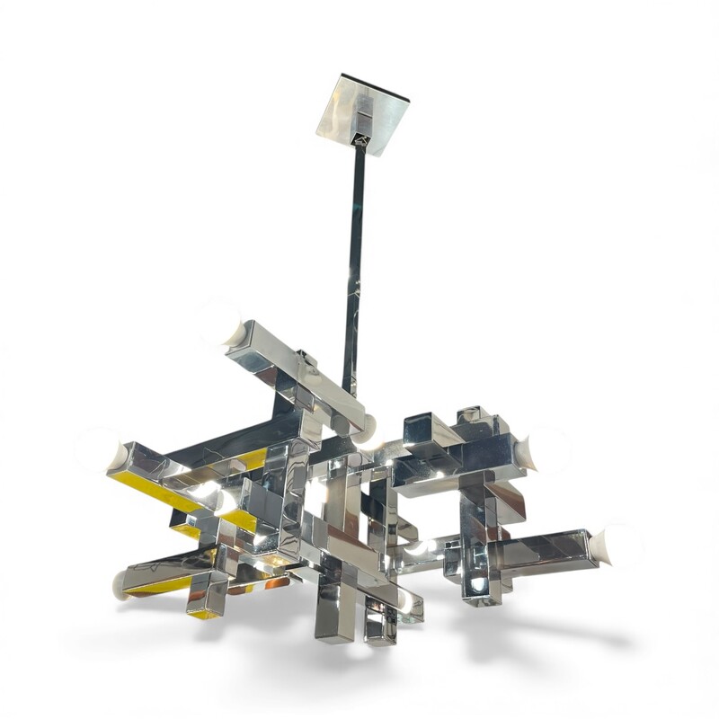 L 532 YO chrome chandelier by Gaetano Sciolari 