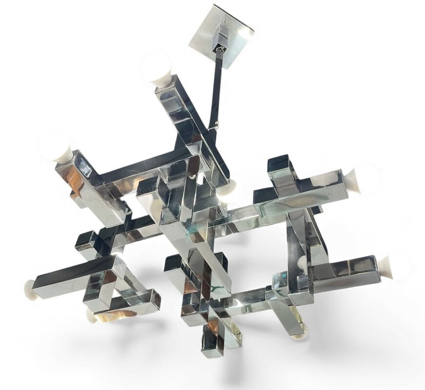 L 532 YO chrome chandelier by Gaetano Sciolari 