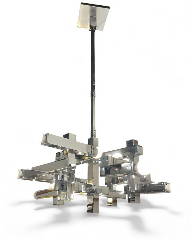 L 532 YO chrome chandelier by Gaetano Sciolari 