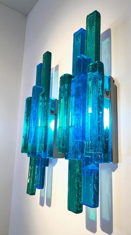 L 536 JB Pair Wall Lights in blue glass Design Svend Aage Sorensen Holm Sorensen, Denmark