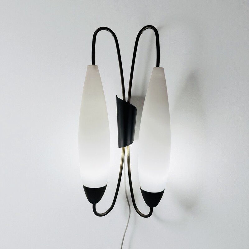 L 549 AV set of 4 sconces brass and opalin 1960’s