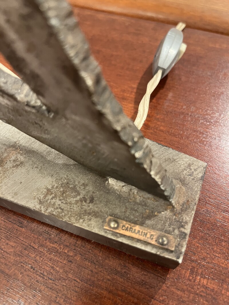 L 554 JFC brutalist lamp with agate, 1970’s