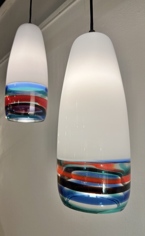 L 562 MH pair of Massimo Vignelli suspensions for Venini, 1955