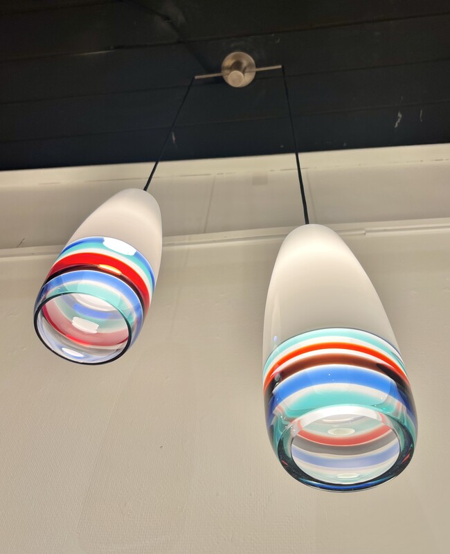 L 562 MH pair of Massimo Vignelli suspensions for Venini, 1955