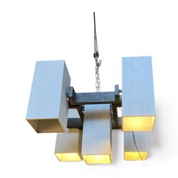 L 570 AG rare historic chandelier from Royal Belge designed by R. staples and P. Dufau 1960,s