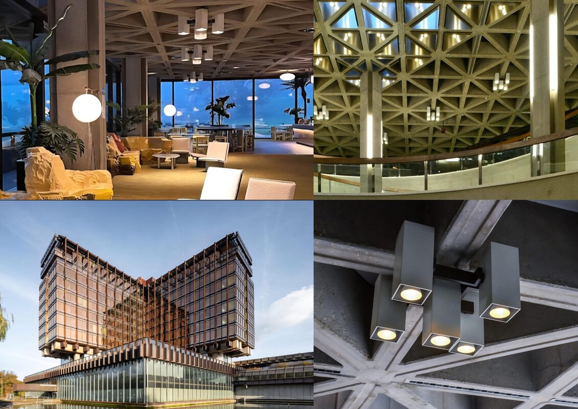 L 570 AG rare historic chandelier from Royal Belge designed by R. staples and P. Dufau 1960,s