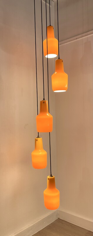 L 571 MH orange murano glass pendant light by Venini