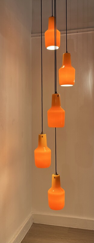 L 571 MH orange murano glass pendant light by Venini