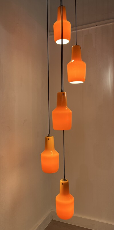 L 571 MH orange murano glass pendant light by Venini
