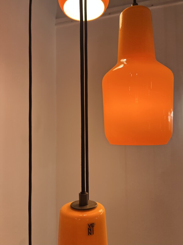 L 571 MH orange murano glass pendant light by Venini