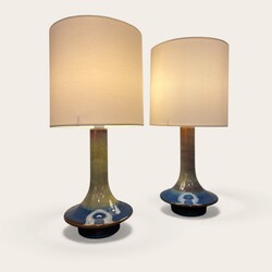 L 572 JB pair of UFO ceramic table lamps, design Einar Johansen for Soholm Stenhoj, Denmark 1960’s