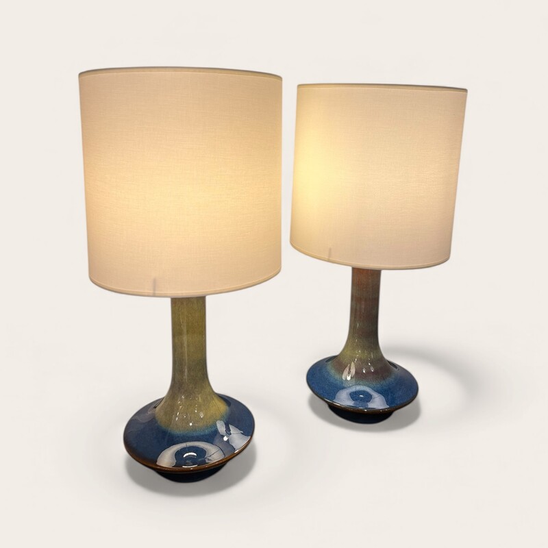 L 572 JB pair of UFO ceramic table lamps, design Einar Johansen for Soholm Stenhoj, Denmark 1960’s