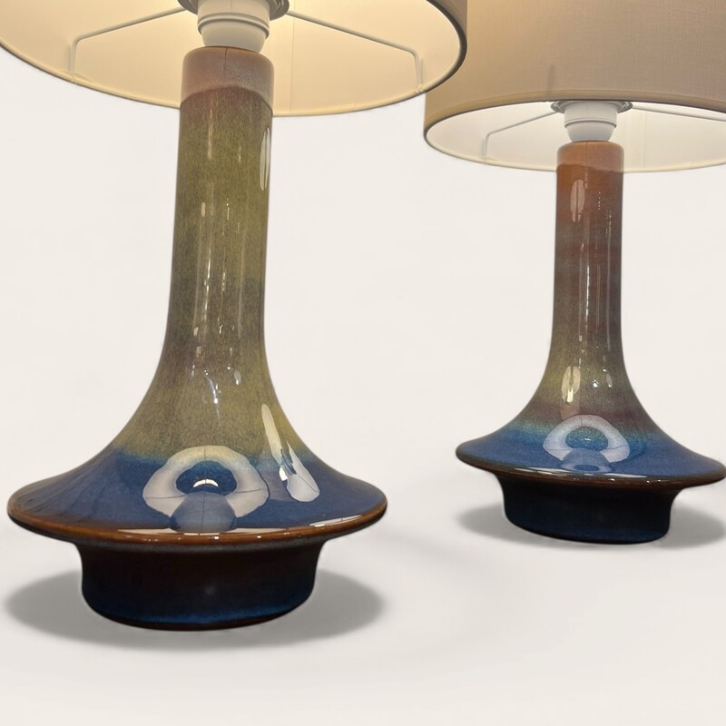 L 572 JB pair of UFO ceramic table lamps, design Einar Johansen for Soholm Stenhoj, Denmark 1960’s