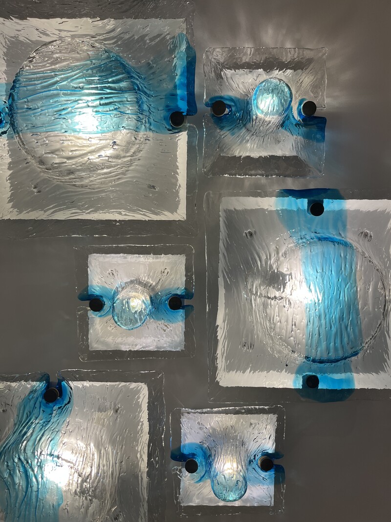 L 578 MH « Quilt » sconces by Venini, Murano, 1971