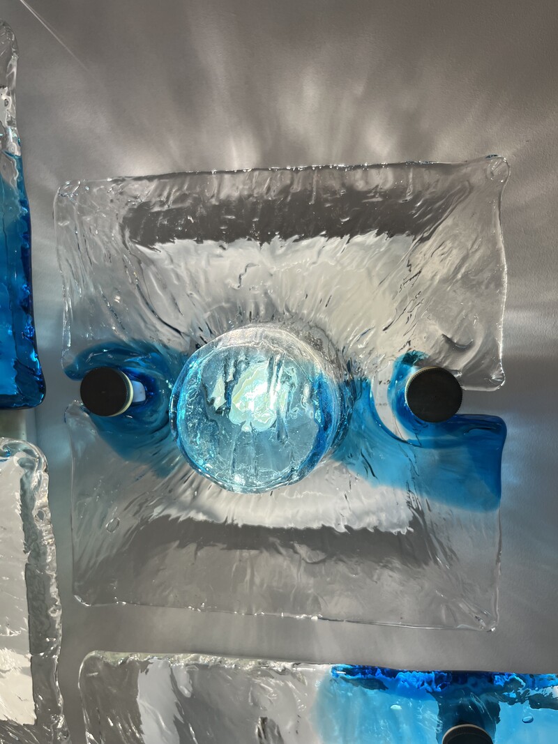 L 578 MH « Quilt » sconces by Venini, Murano, 1971