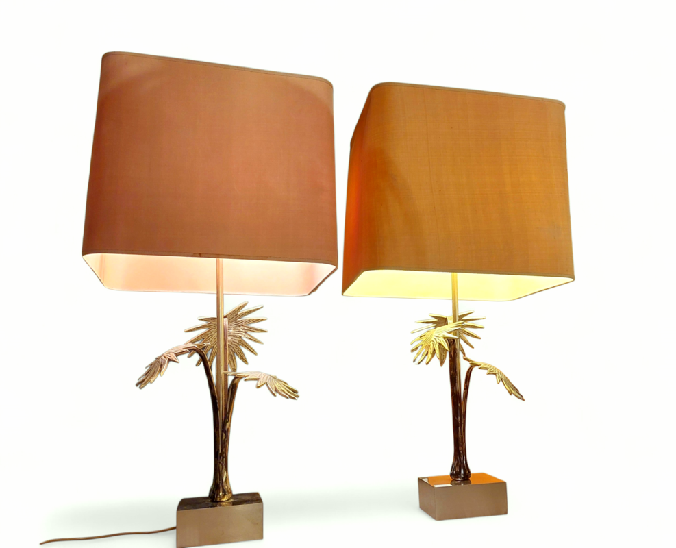 L 579  JC Pair silver plated regency table lamps France 1960s 