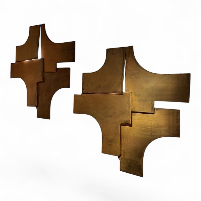 L 585 CW pair of brutalist corten steel sconces