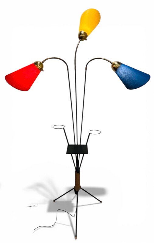 L 588 AS Midcentury, tricolore adjustable floor lamp, 1950´s, restored 