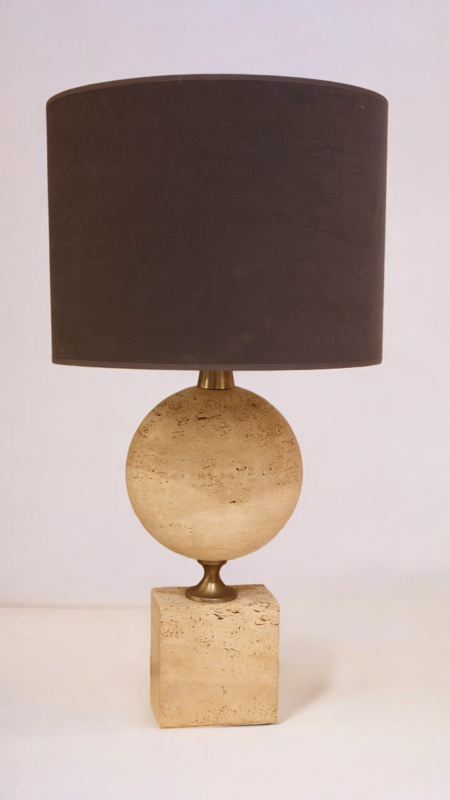 L 598 JC Large travertine table lamp by Philippe Barbier, France 1980s 