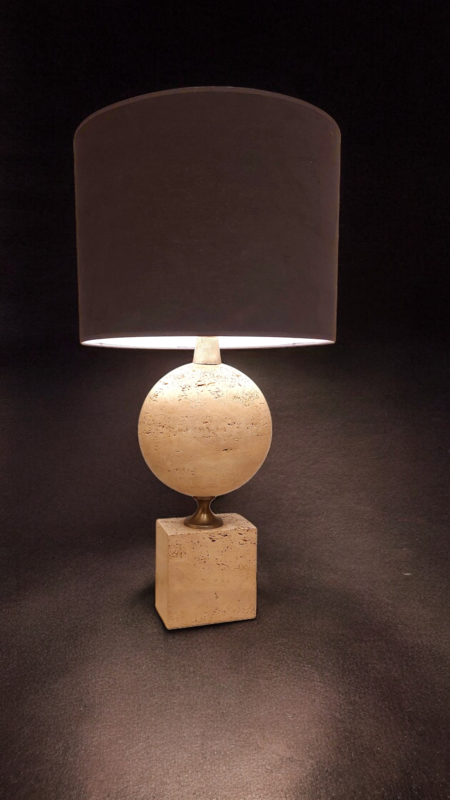 L 598 JC Large travertine table lamp by Philippe Barbier, France 1980s 
