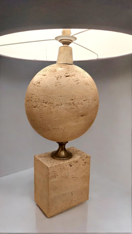 L 598 JC Large travertine table lamp by Philippe Barbier, France 1980s 