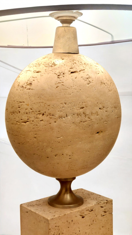 L 598 JC Large travertine table lamp by Philippe Barbier, France 1980s 