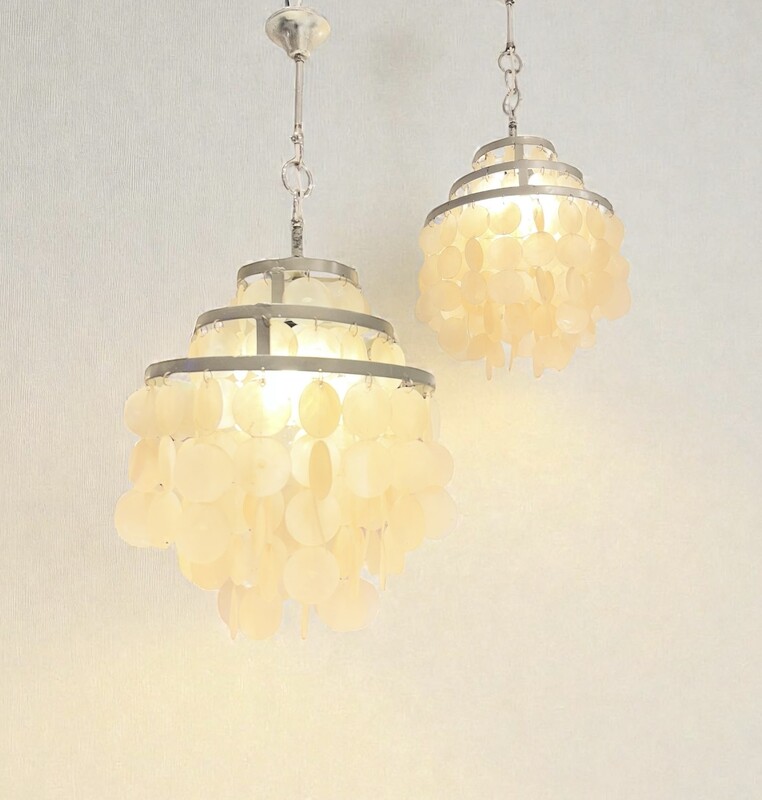 L 599 AV pair of nacre chandeliers