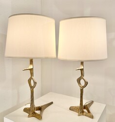 L 606 OB pair of bronze table lamps by Felix Agostini