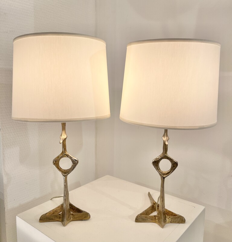 L 606 OB pair of bronze table lamps by Felix Agostini