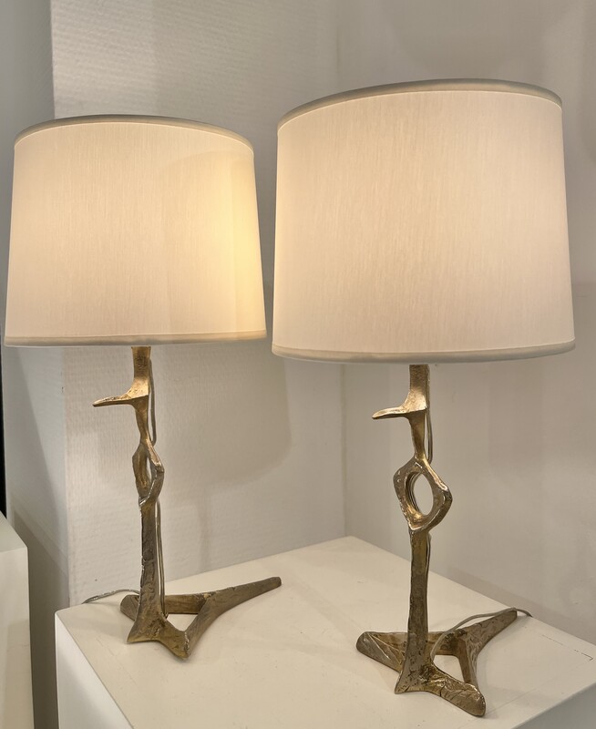 L 606 OB pair of bronze table lamps by Felix Agostini