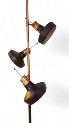 L 620 JC Gilt brass and black metal floor lamp by Etienne Fermigier for Monix, France 1960s