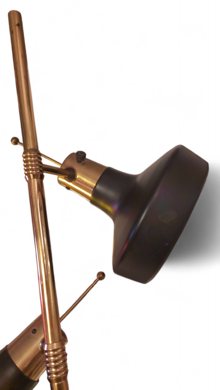 L 620 JC Gilt brass and black metal floor lamp by Etienne Fermigier for Monix, France 1960s