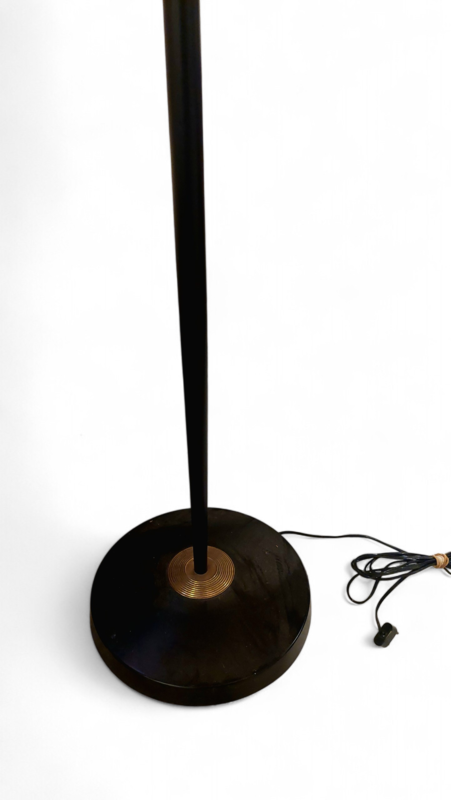 L 620 JC Gilt brass and black metal floor lamp by Etienne Fermigier for Monix, France 1960s