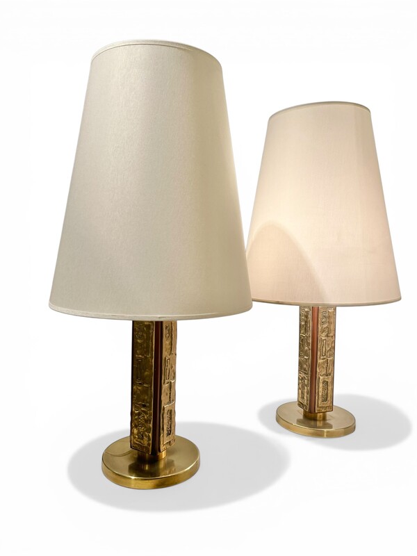 L 631 OB pair of brutalist lamps by Brotto, 1970’s